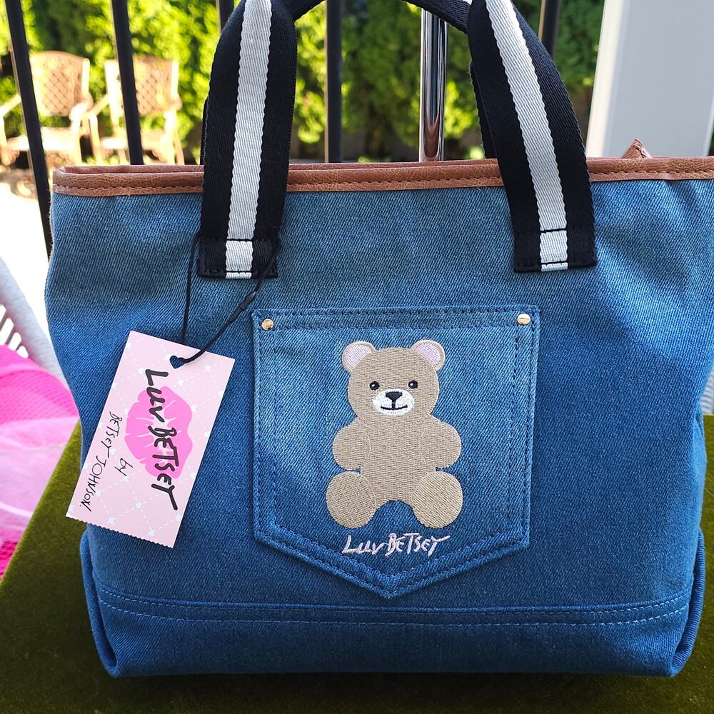 Luv Betsey by Betsey Johnson Denim Teddy Bear Mini Tote Bag – NWT